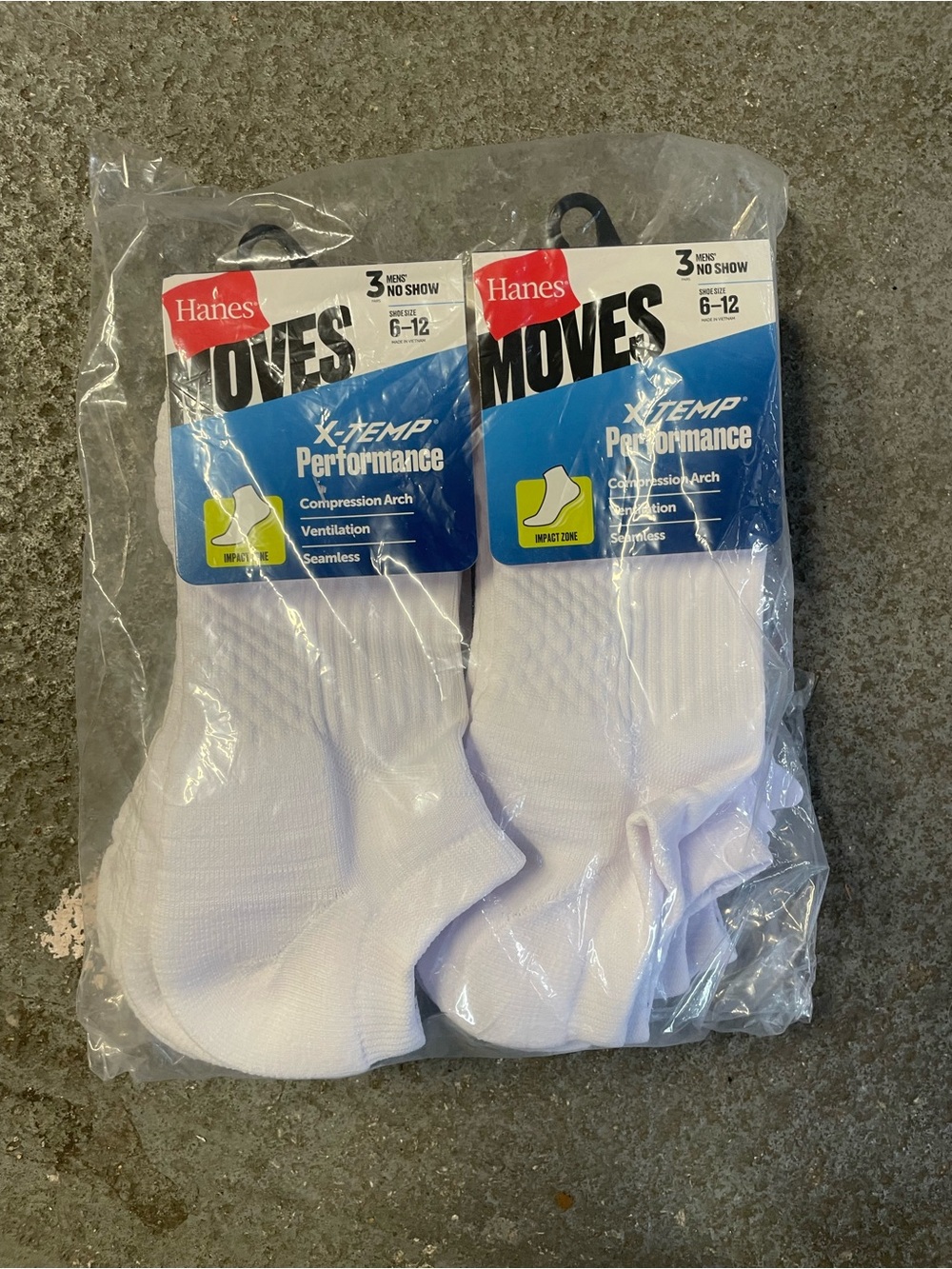 Hanes X-Temp Performance Men's White No-Show Athletic Socks - 6–12 (3 Pack)